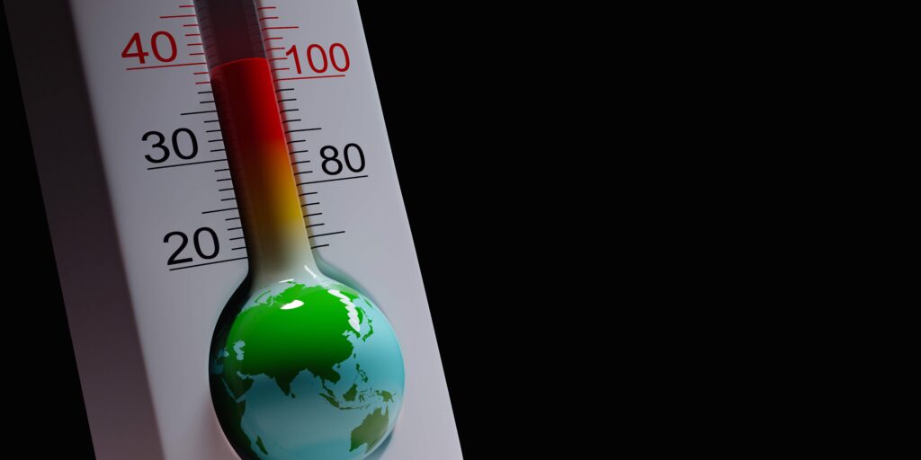 A picture of a a thermometer where the bulb is a globe.