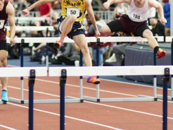 A photo of a hurdles athletic event
